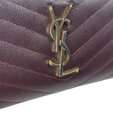 Saint Laurent Plum Chevron Leather Long Zip Wallet