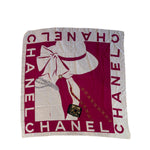 Chanel Vintage Large Block Text Logo Silk Scarf
