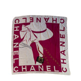 Chanel Vintage Large Block Text Logo Silk Scarf