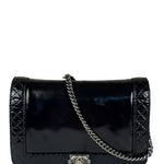 Chanel Black Patent Leather Boy Wallet on Chain Bag 2014