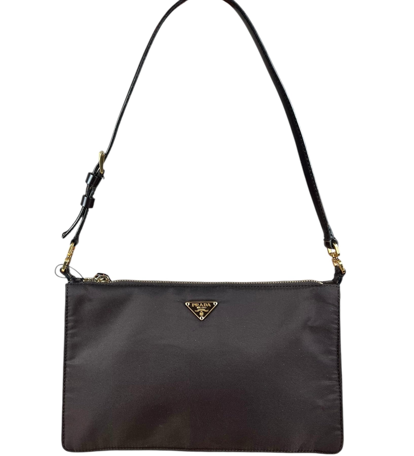 Prada Brown Nylon Pochette Shoulder Bag