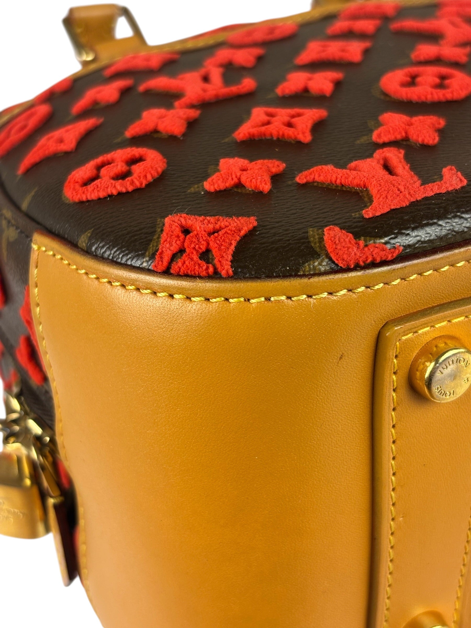 Louis Vuitton Red Tuffetage Cube Monogram Deauville