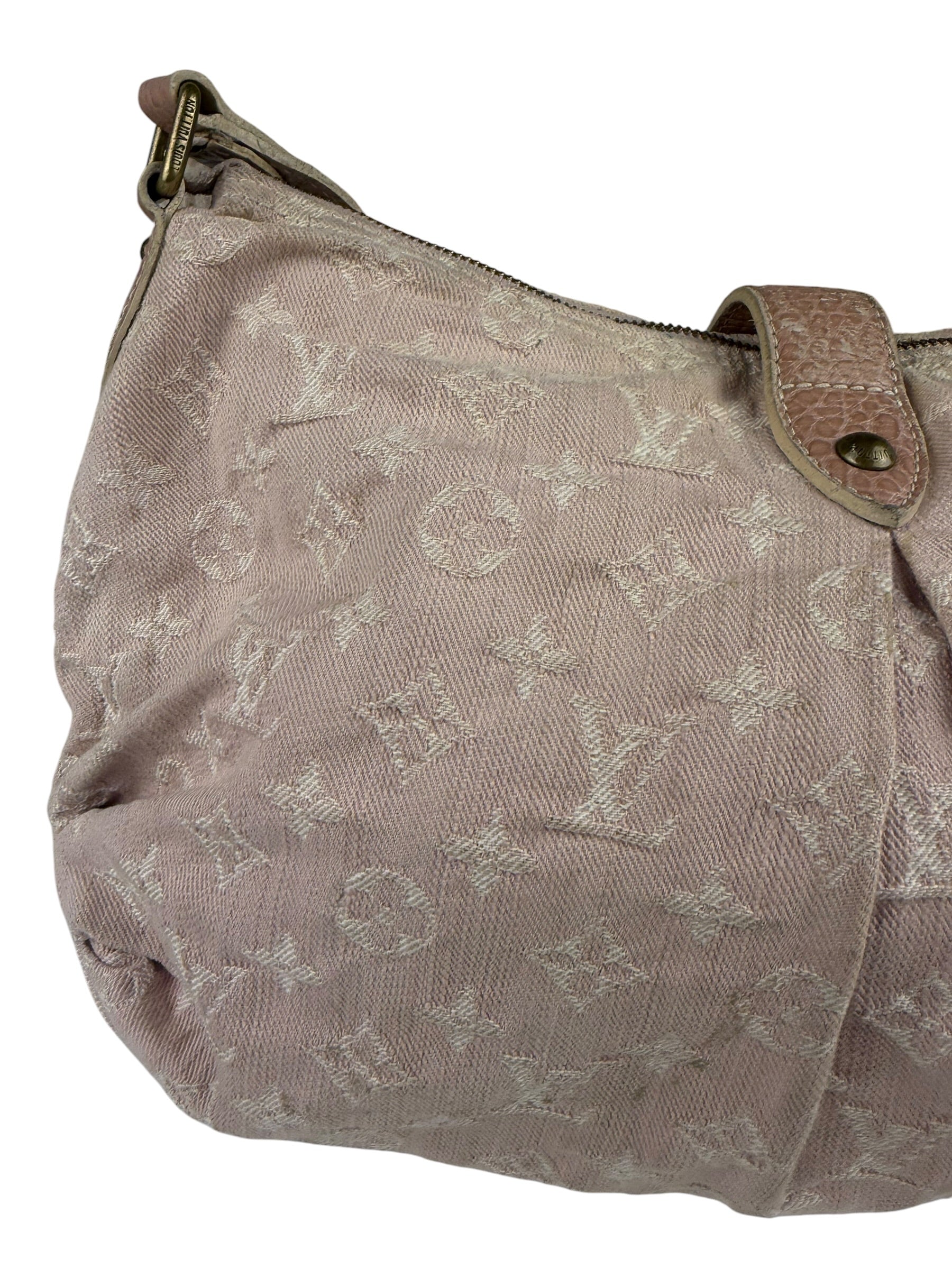Louis Vuitton Vintage Rose Pink Monogram Denim Slightly Hobo Bag