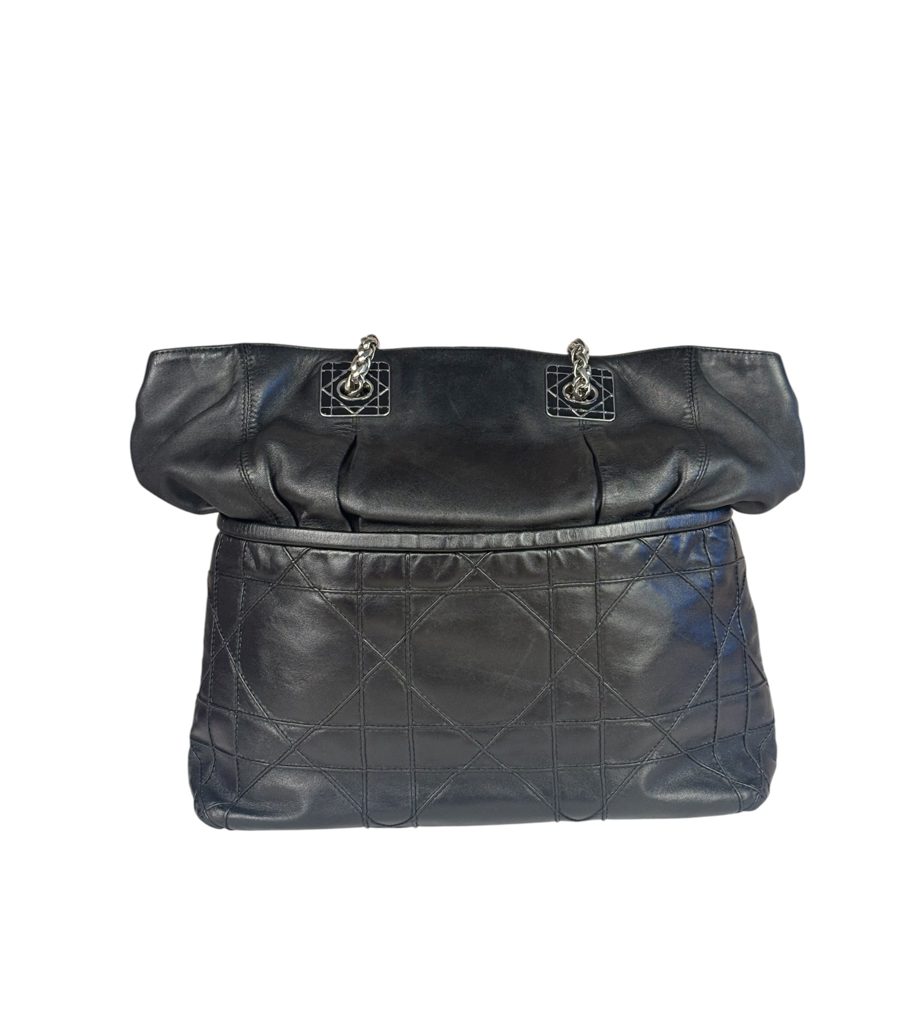 Christian Dior Black Leather Cannage Granville Chain Tote