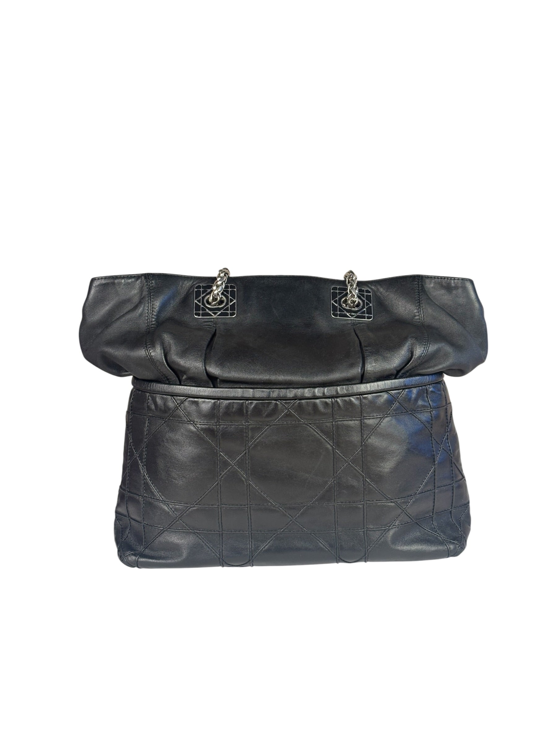 Christian Dior Black Leather Cannage Granville Chain Tote