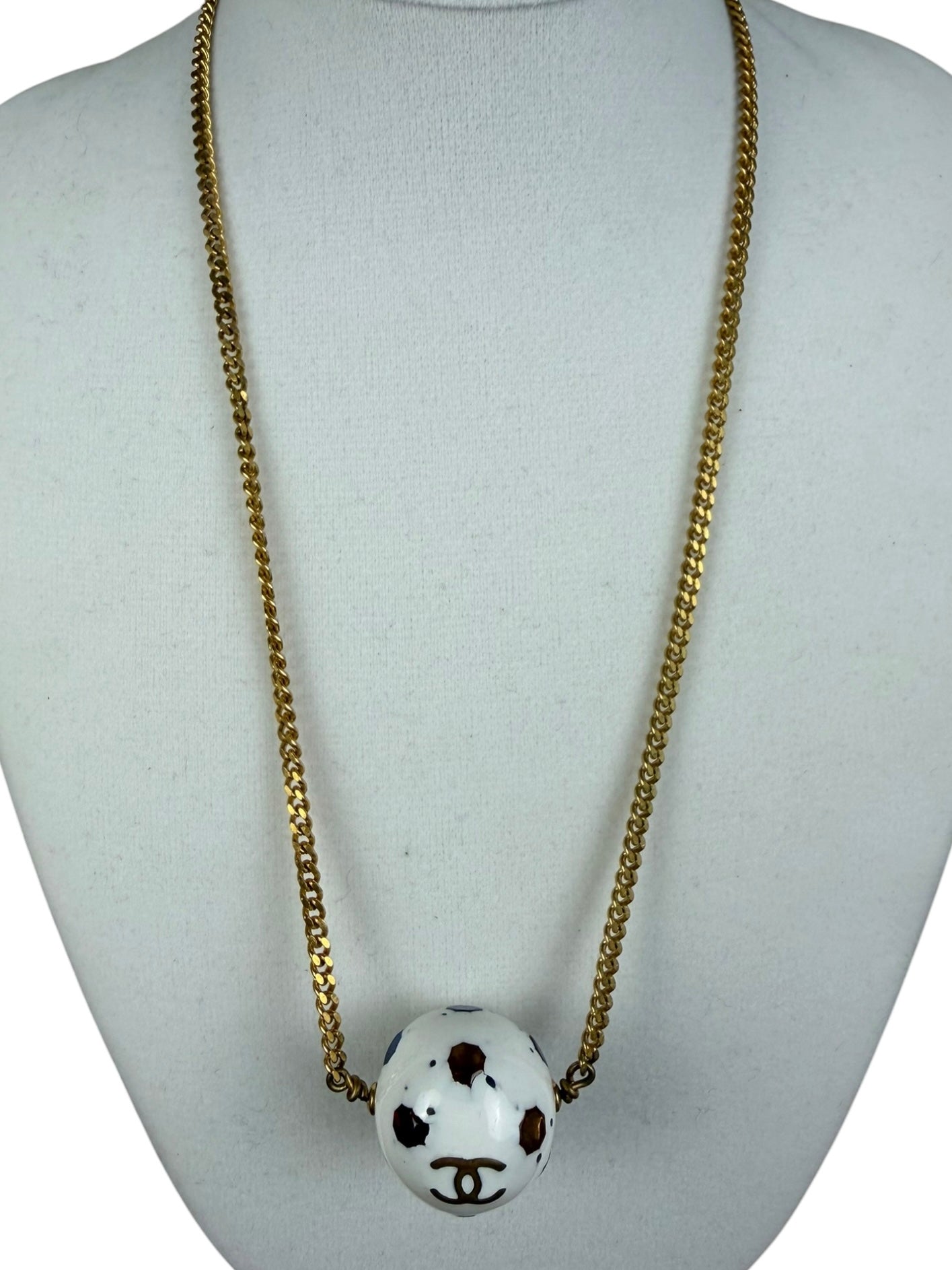 Chanel Vintage Spring Collections Soccer Ball Rhinestone Charm Necklace 04S 2004