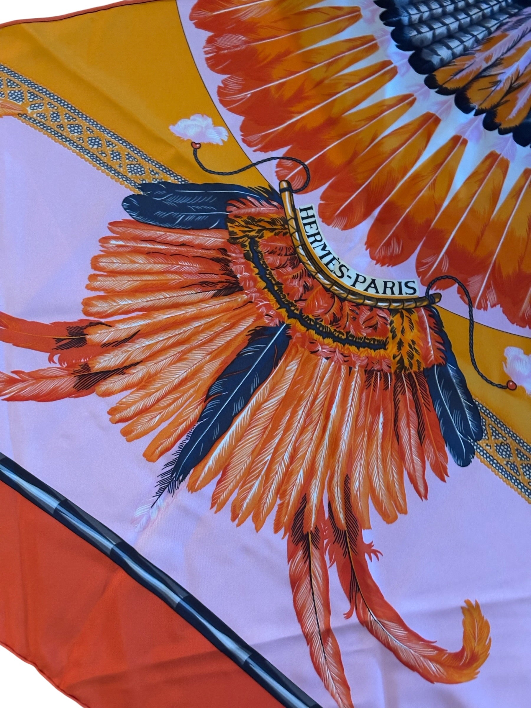 Hermes Points Twill Orange Brazil Scarf