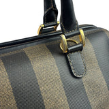 Fendi Brown/Black Leather Pequin Boston Bag