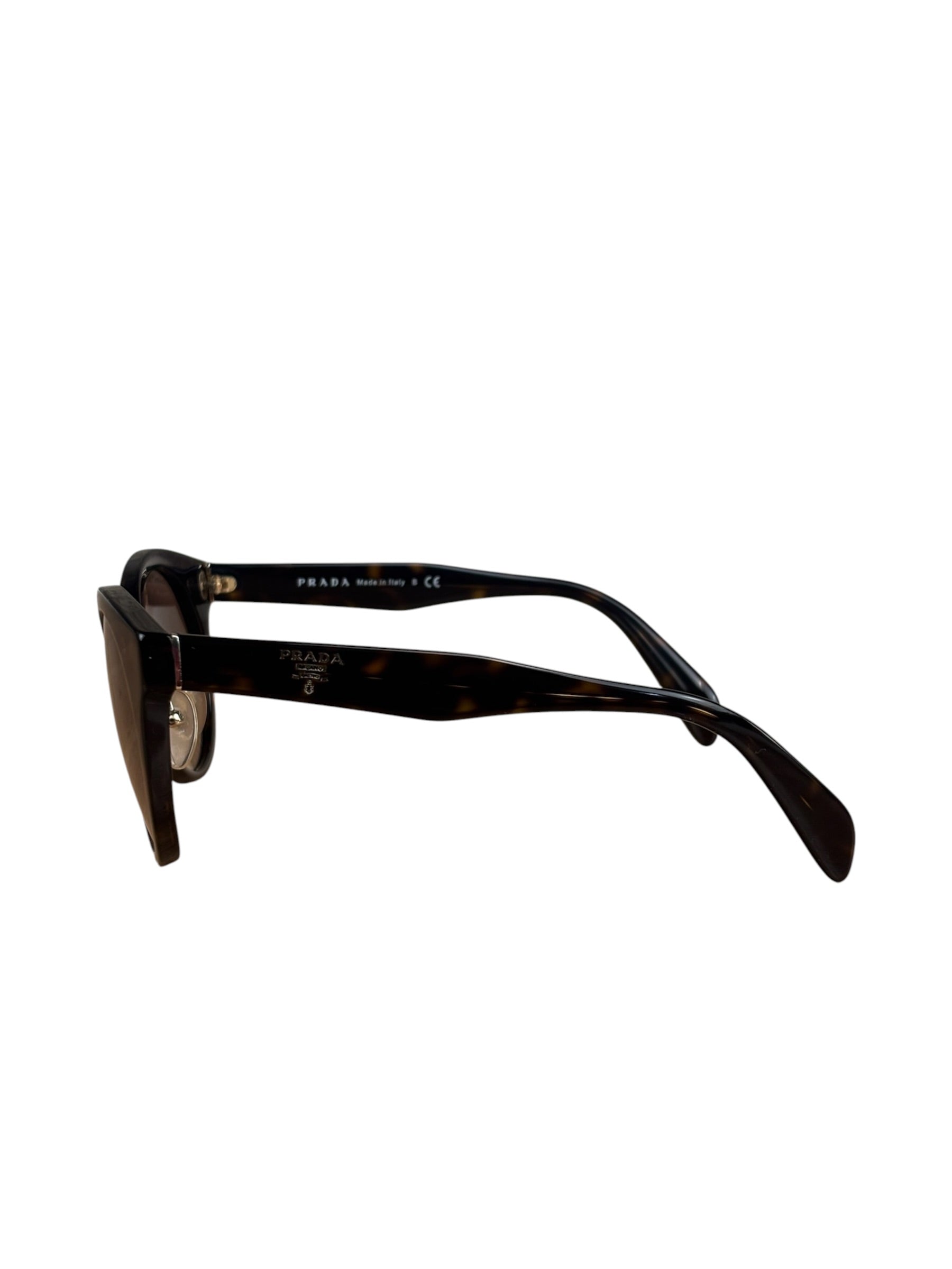 Prada Dark Tortoise Round Frame Sunglasses SPR 06T