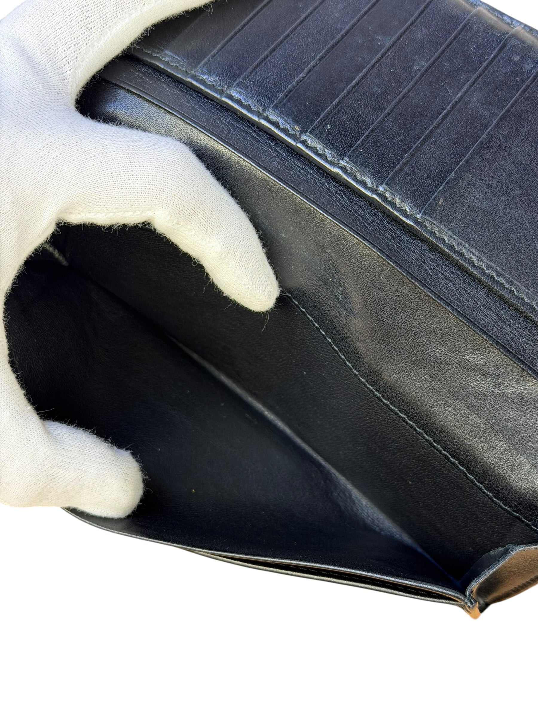 Bottega Veneta Black Intercciato Long Wallet