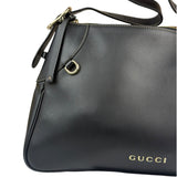 Gucci Black Leather GG Emblem Hobo Bag
