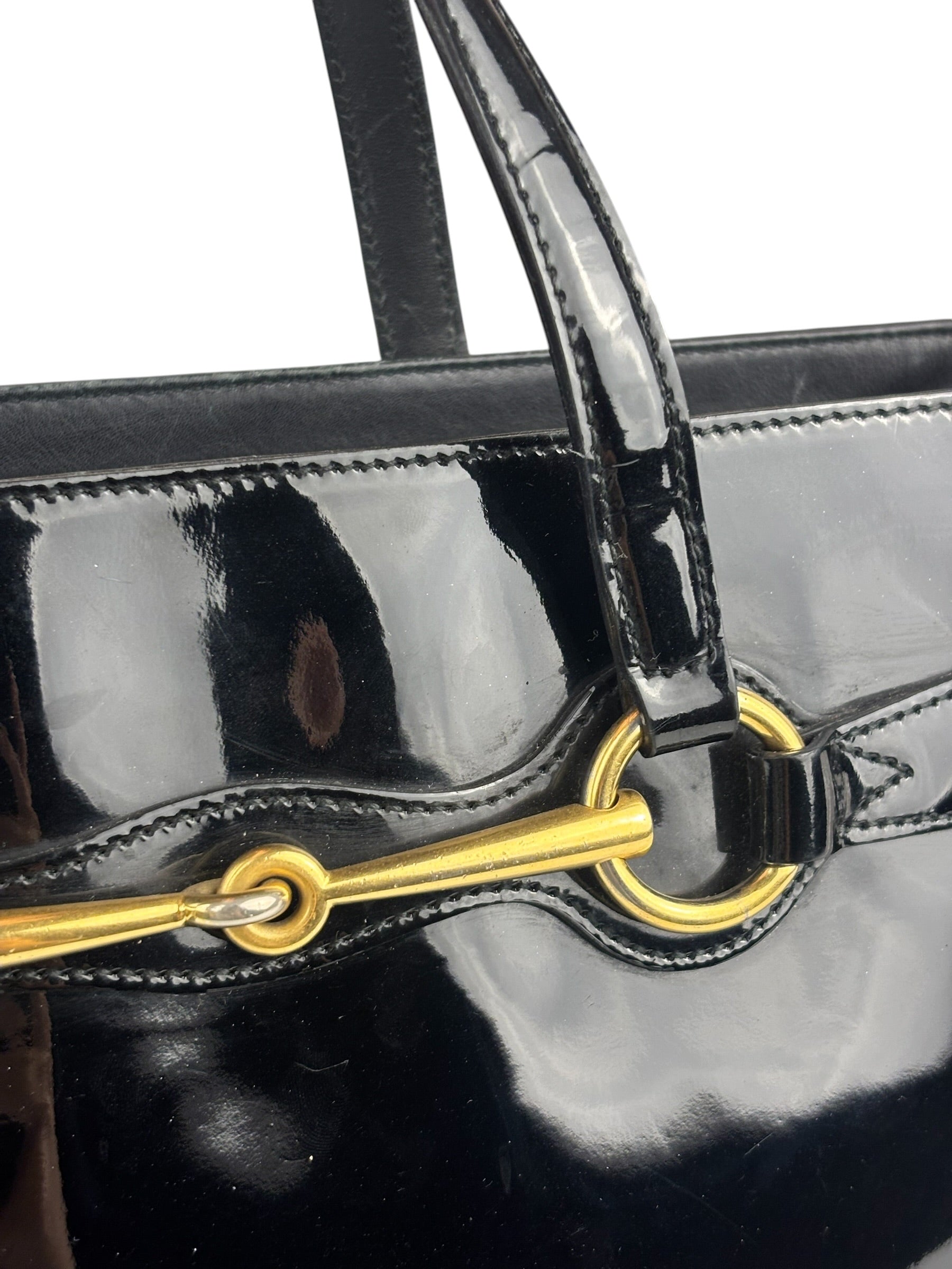 Gucci Vintage Black Patent Leather Tote