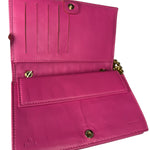 Fendi Roma Pink Leather Embossed Wallet on Chain
