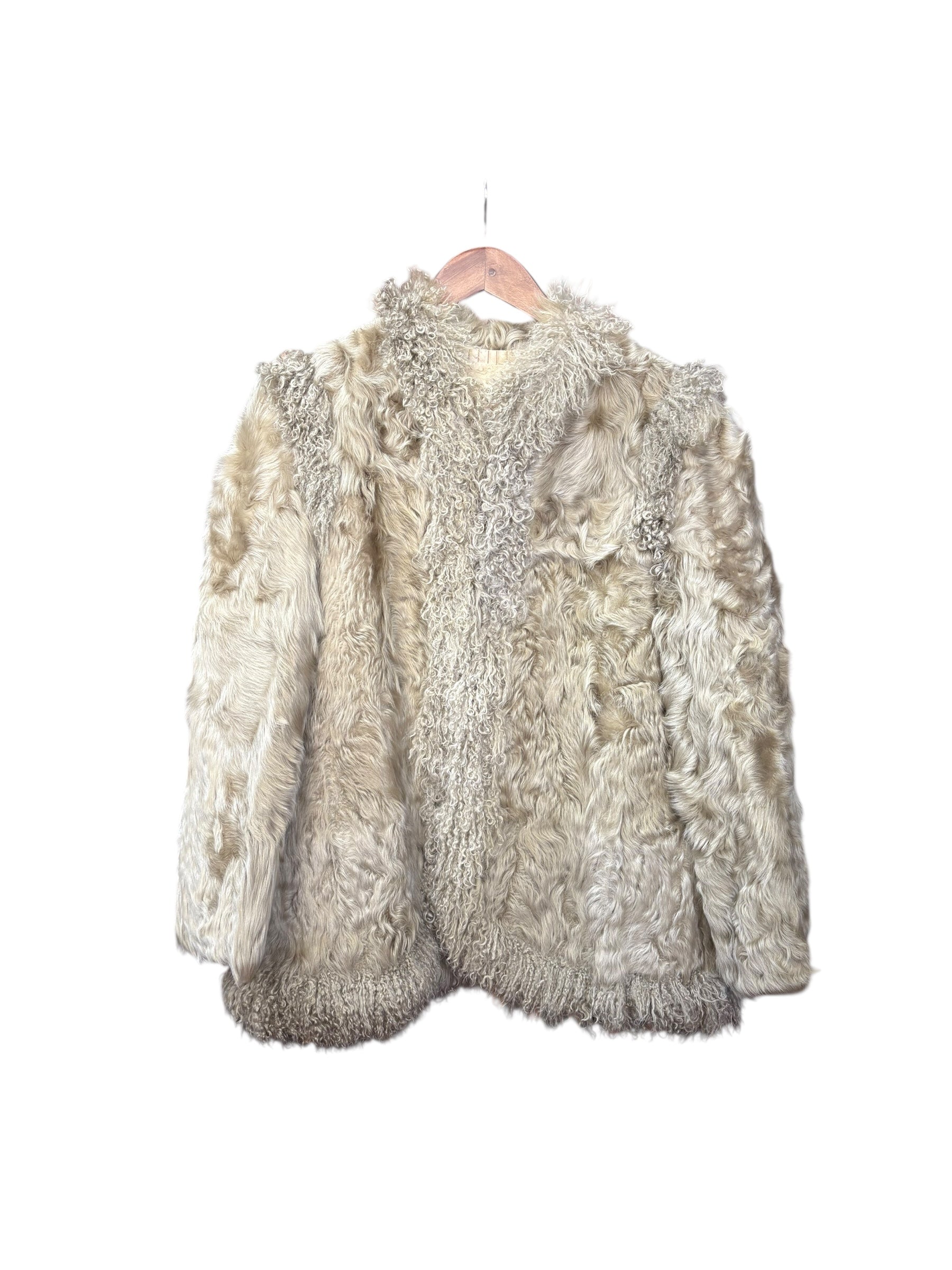 Parion Vintage Sage Shag Fur Coat