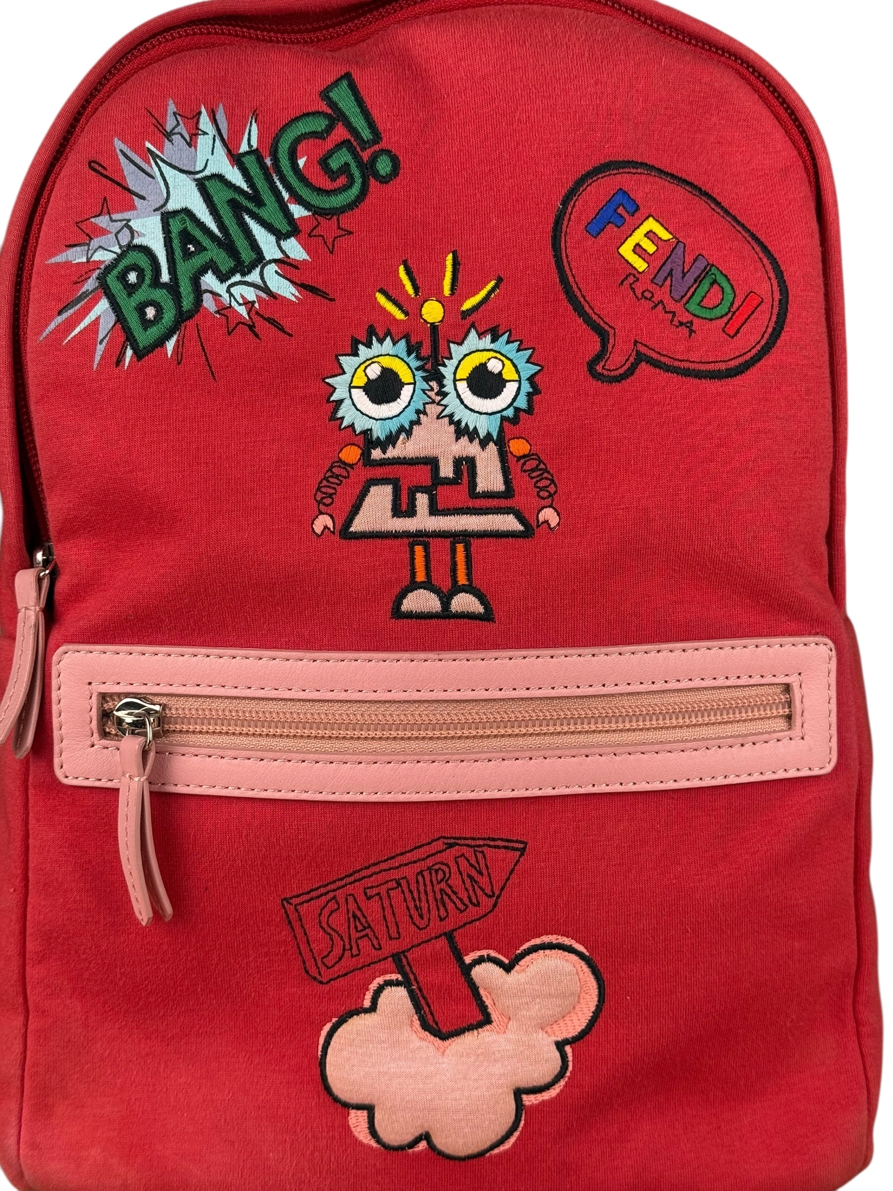 Fendi Red Patch Cloth Mini Backpack