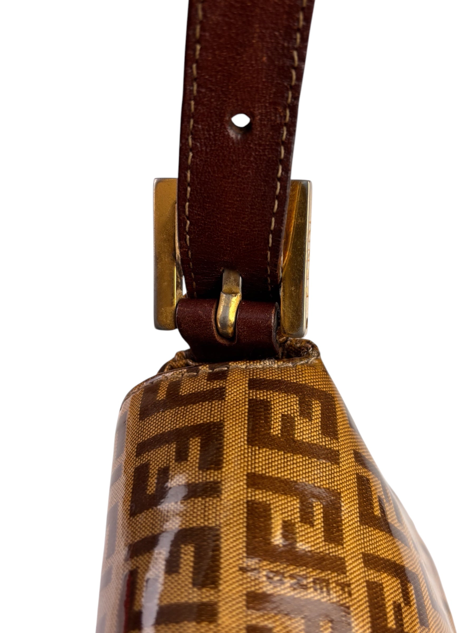 Fendi Brown PVC/Leather Trim Zucca Baguette