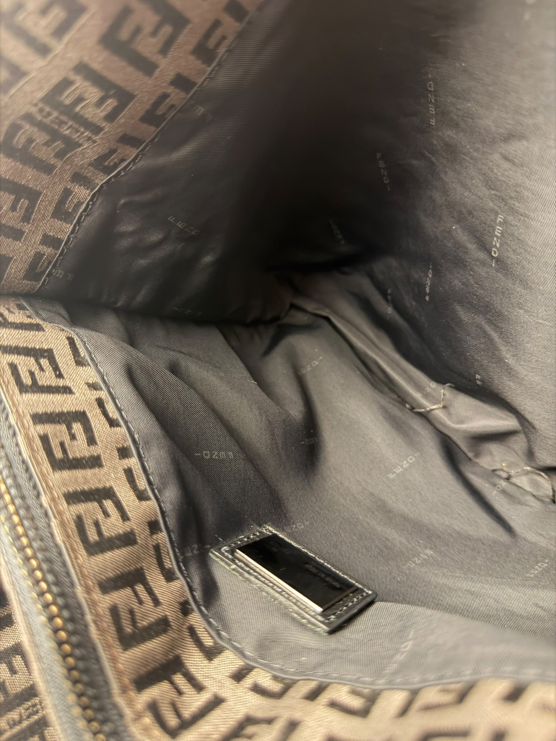 Fendi Brown Leather Trim FF Zucca Tote Bag