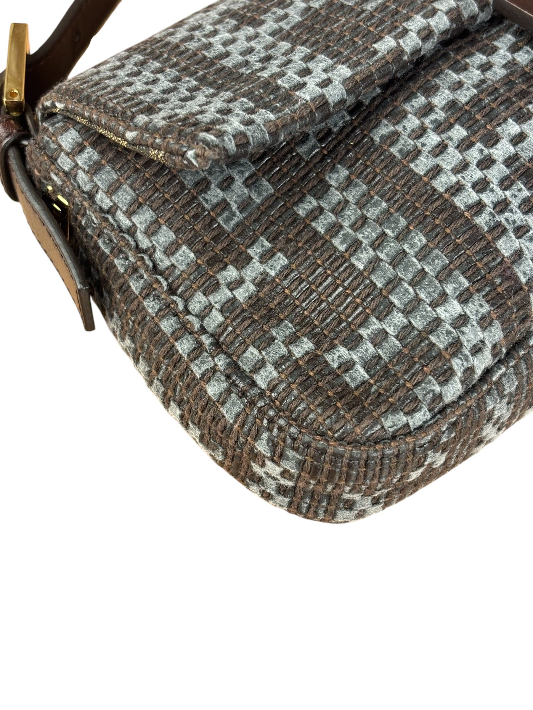 Fendi Vintage Brown/Grey Woven Baguette