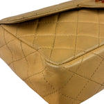 Chanel Beige Quilted Lambskin Tortoiseshell Chain Flap 1996