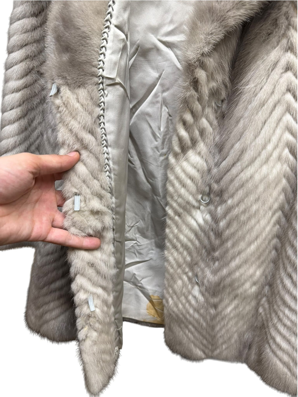 Vintage Grey Chevron Mink Fur Coat