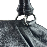 Prada Shiny Black Cervo Pleated Shoulder Bag
