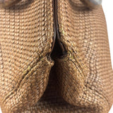Chanel Vintage Brown Woven Straw Raffia Wooden Top Handle Handbag 2001