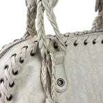 Christian Dior Cream Leather Braided Ethnic Shoulder Bag