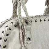 Christian Dior Cream Leather Braided Ethnic Shoulder Bag