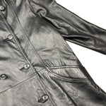 Vintage Black Vegan Leather Long Coat