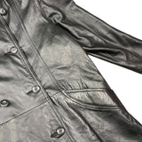 Vintage Black Vegan Leather Long Coat