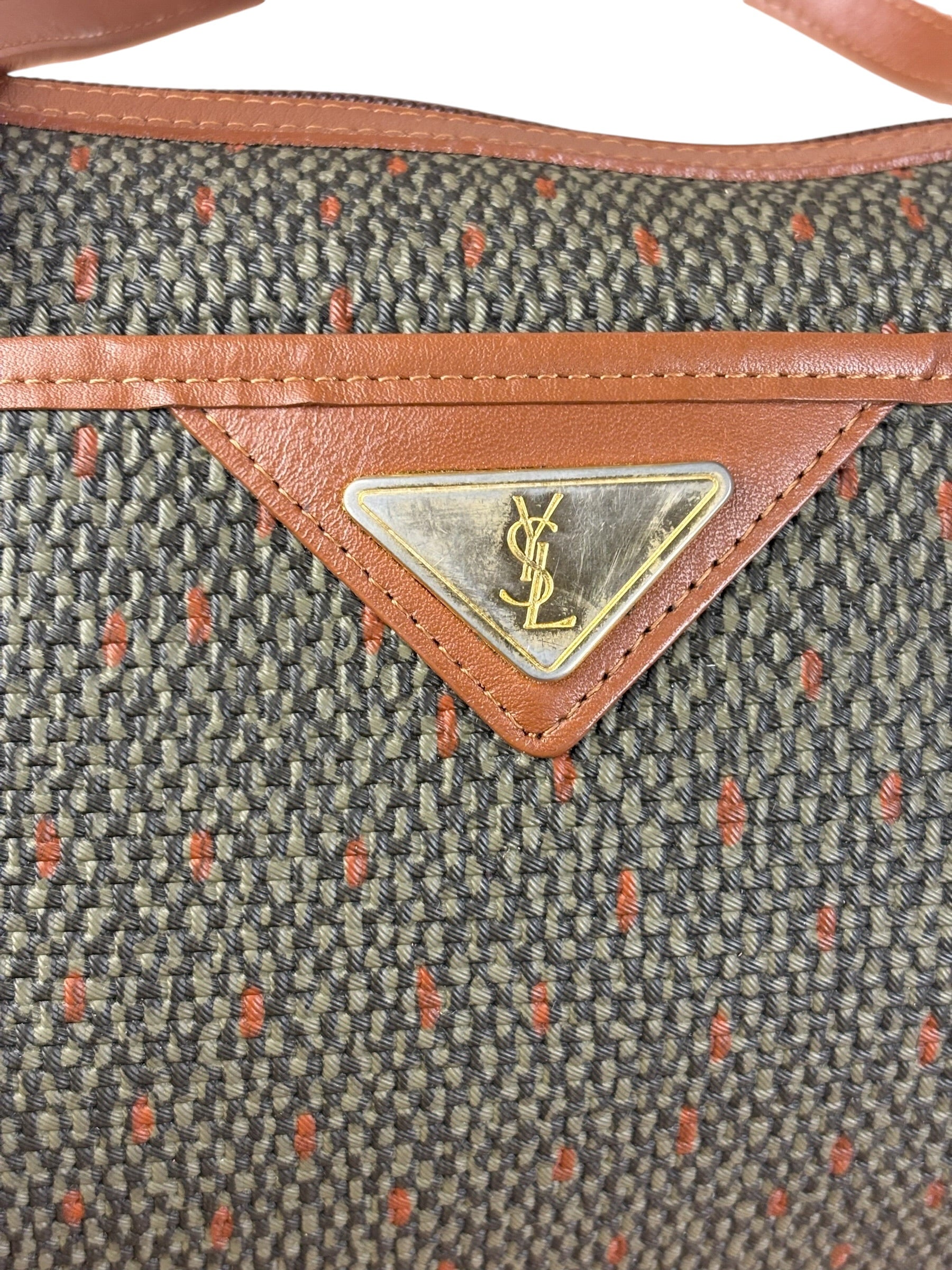 Yves Saint Laurent Vintage Brown Leather Woven Hand Bag
