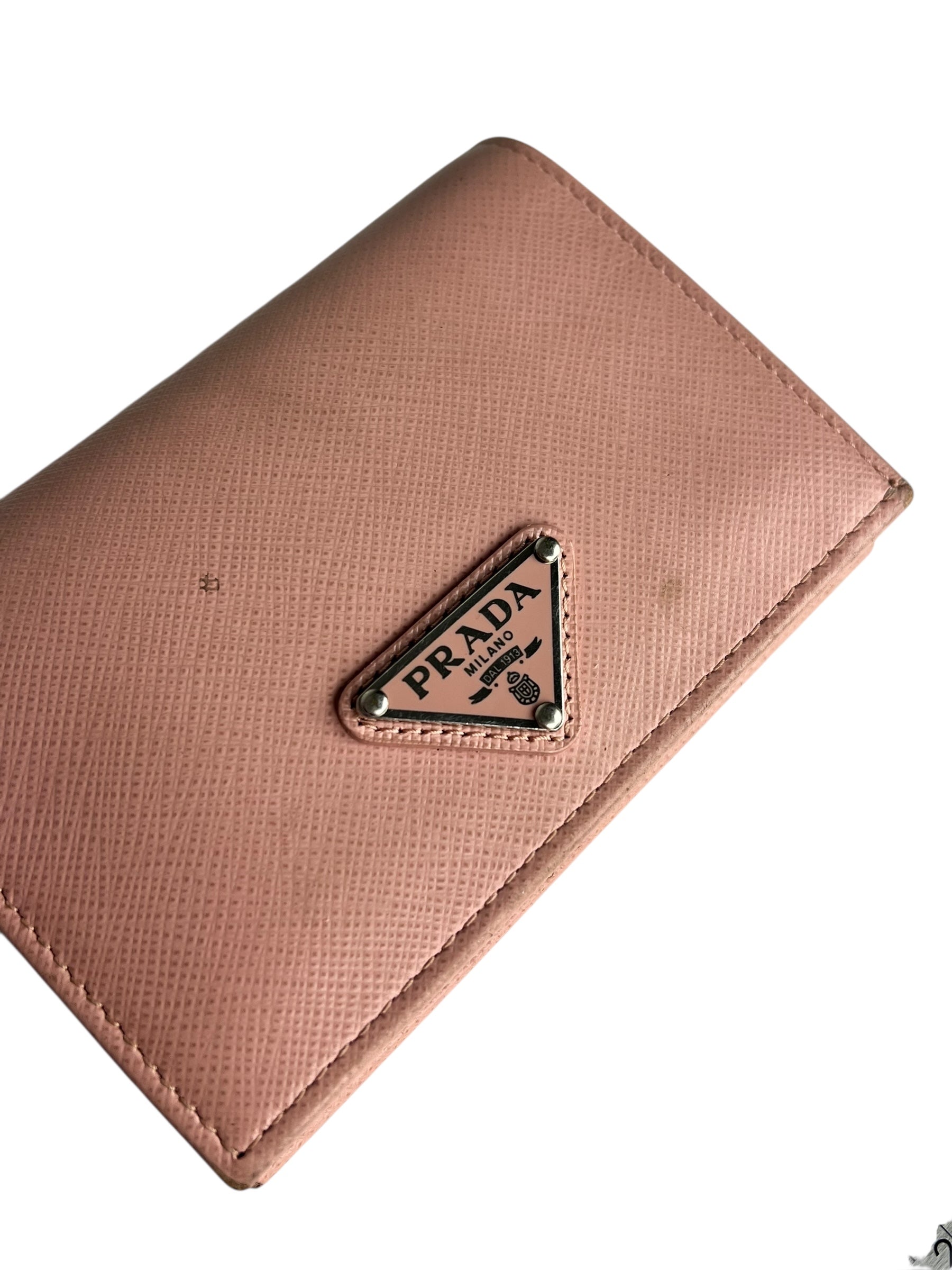 Prada Pink Saffiano Leather Compact Wallet