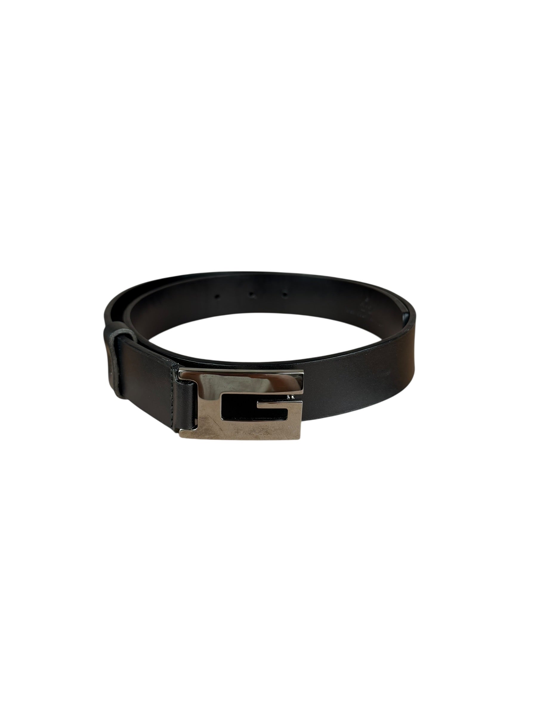 Gucci Black Leather G Buckle Belt