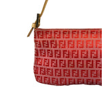 Fendi Pink/Red Zucca Leather Trim Pochette