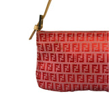 Fendi Pink/Red Zucca Leather Trim Pochette