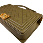 Chanel Olive Green Quilted Caviar Boy Flap Bag 2017