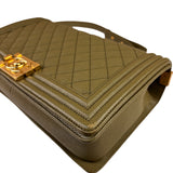 Chanel Olive Green Quilted Caviar Boy Flap Bag 2017