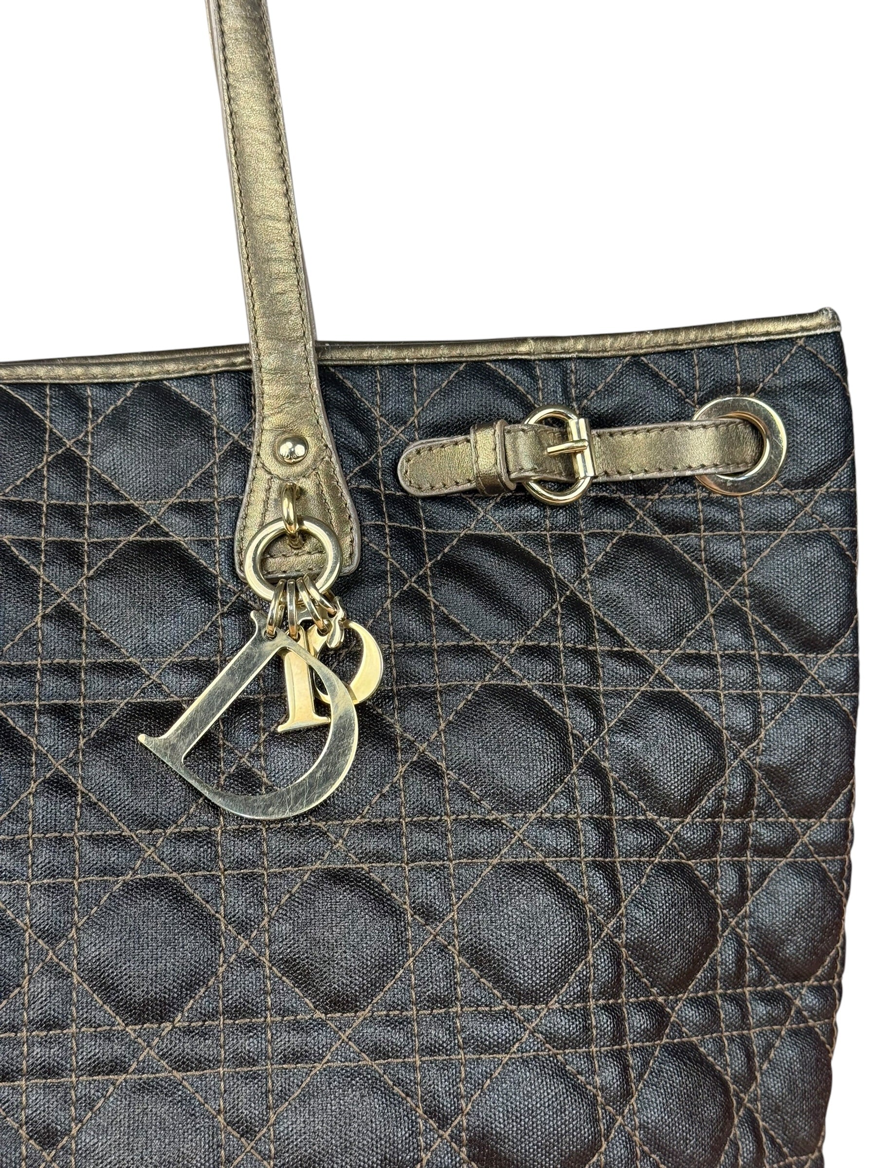 Christian Dior Cannage Quilted Panarea Tote Bag Black