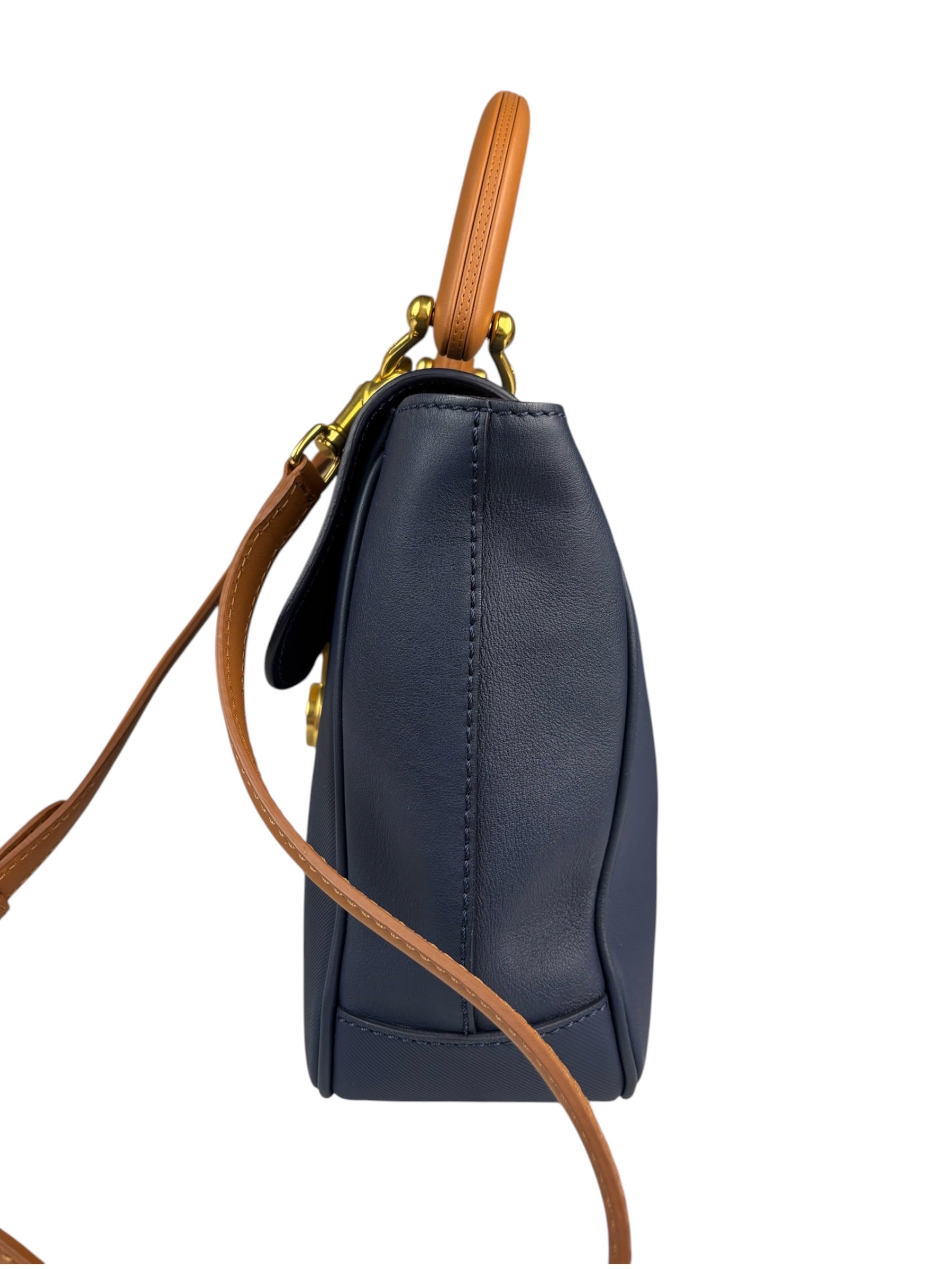 Burberry Navy Blue/Brown Dk88 Medium Two-Way Bag