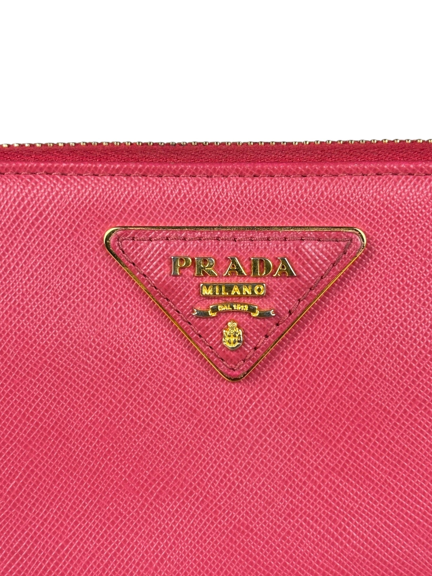 Prada Vintage Pink Saffiano Leather Long Wallet