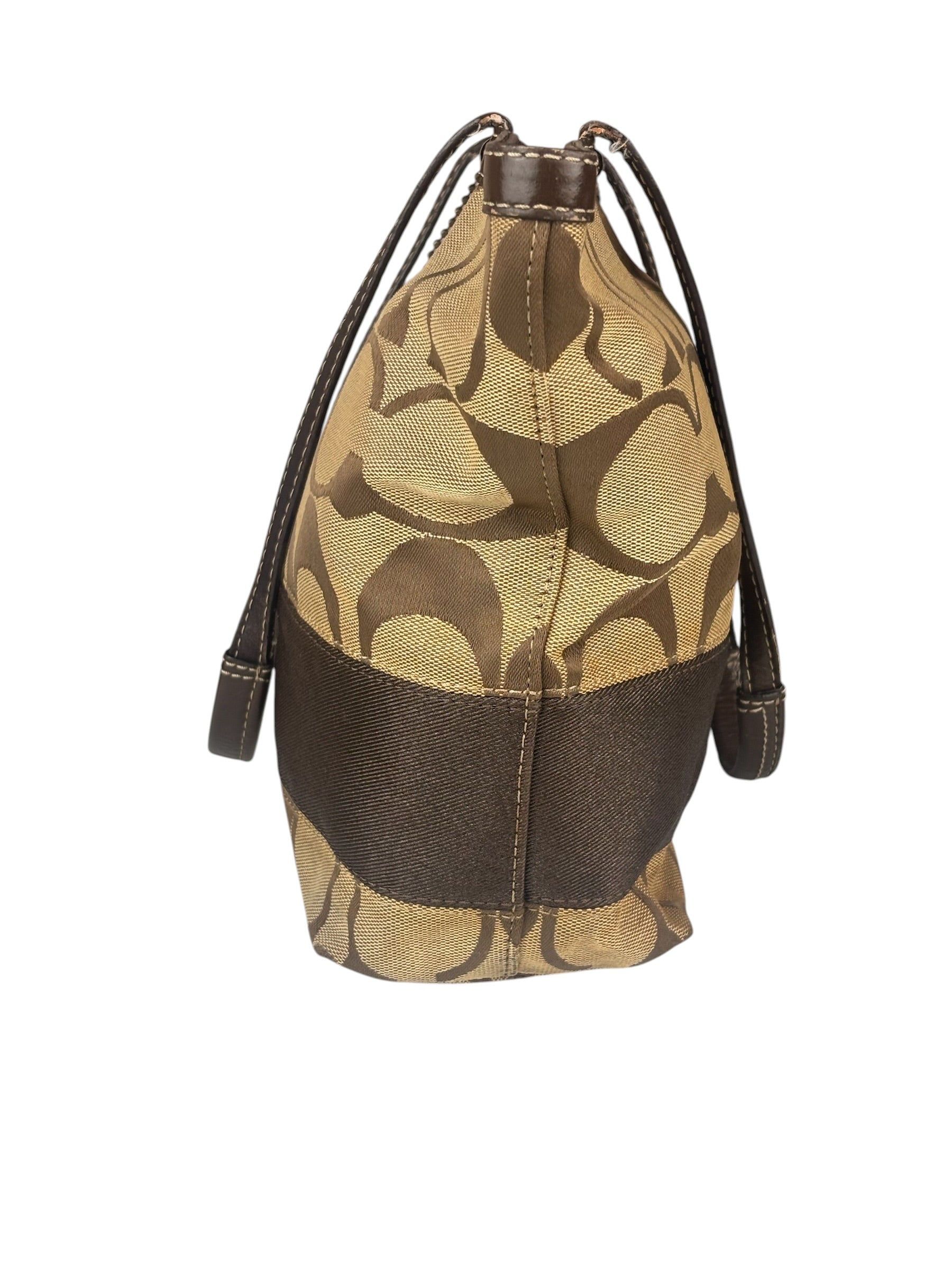 Coach Brown Leather Trim Signature Canvas Tote Bag
