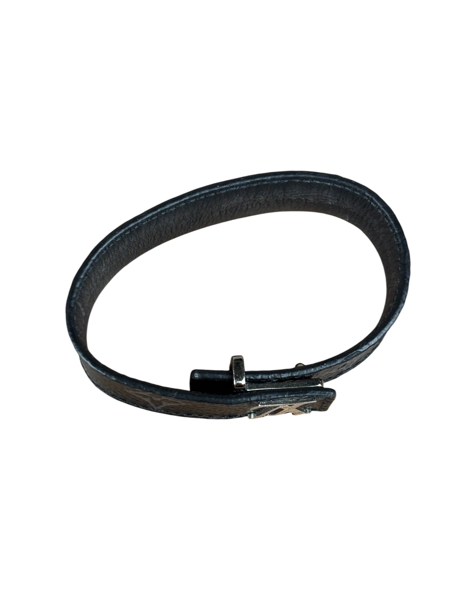 Louis Vuitton Black Leather Canvas Monogram Eclipse Slim Bracelet