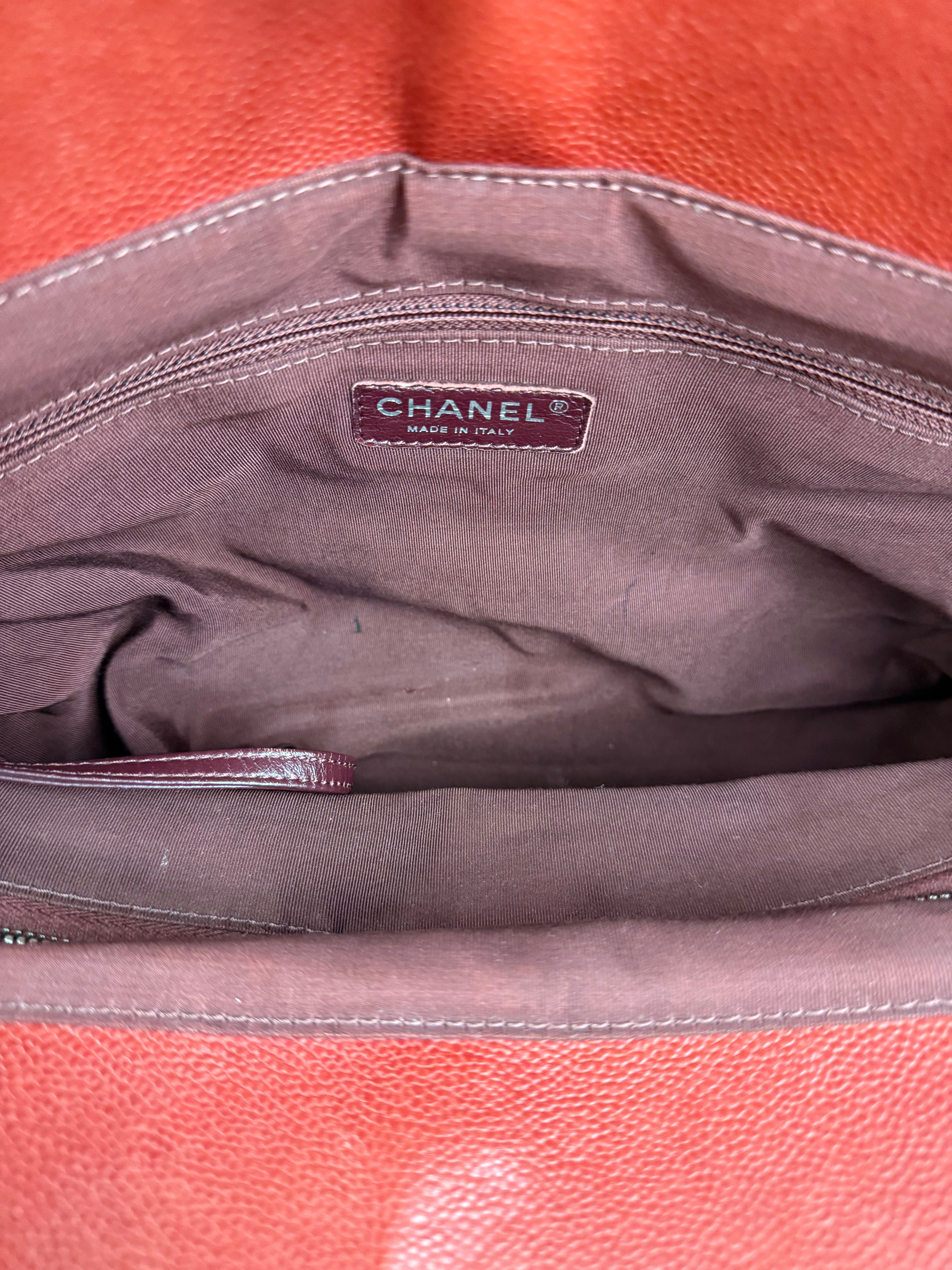 Chanel Red Quilted Caviar Be CC 2Way Tote Bag 2014