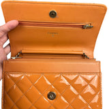 Chanel Orange Patent Leather Flap Wallet on Chain Bag