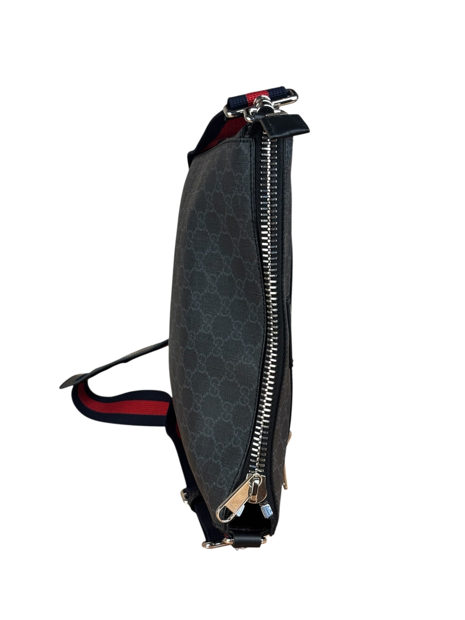 Gucci Grey/Black Leather Trim GG Supreme Canvas Crossbody Bag