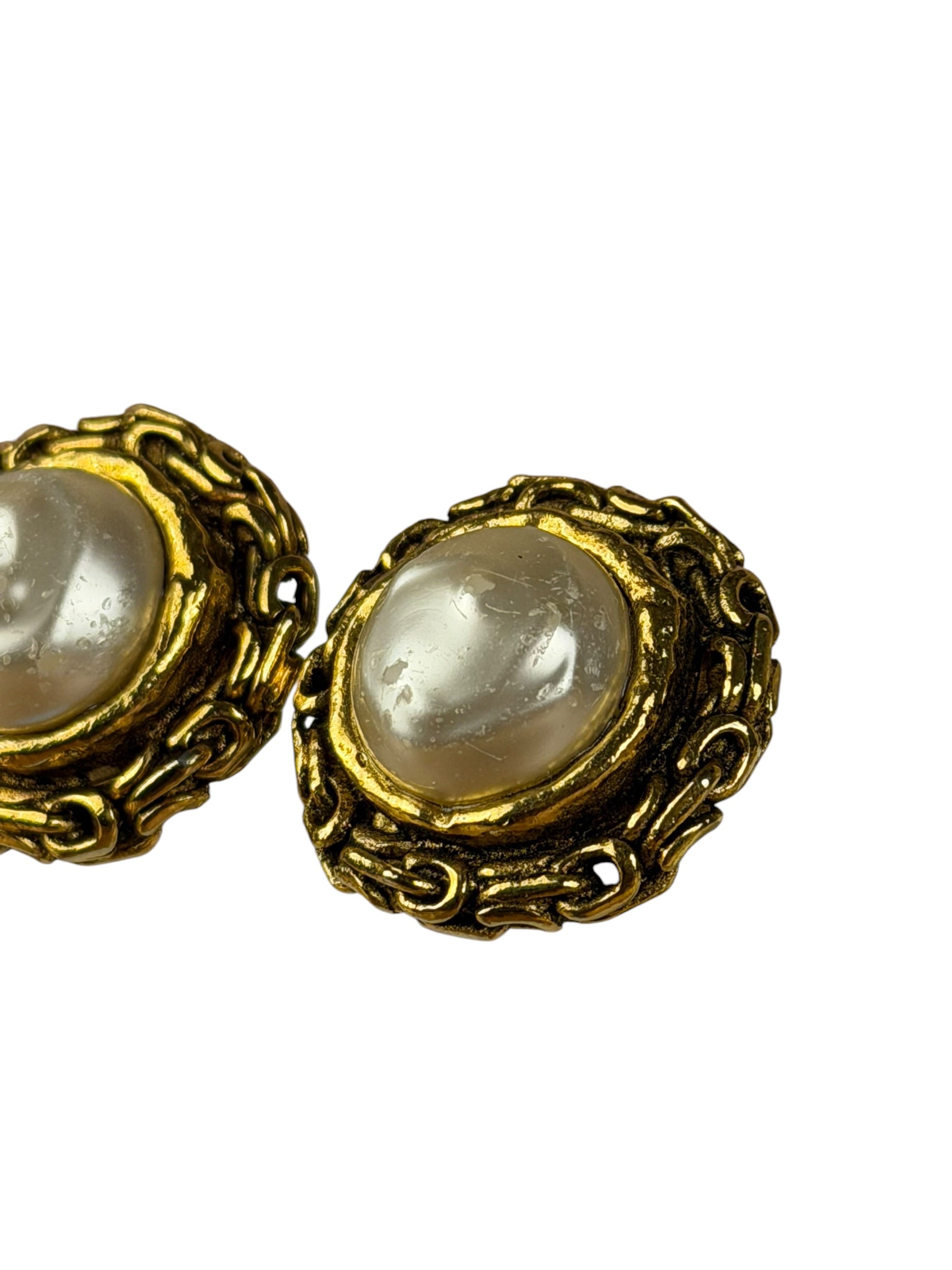 Chanel Vintage Faux Pearl Clip-On Earrings