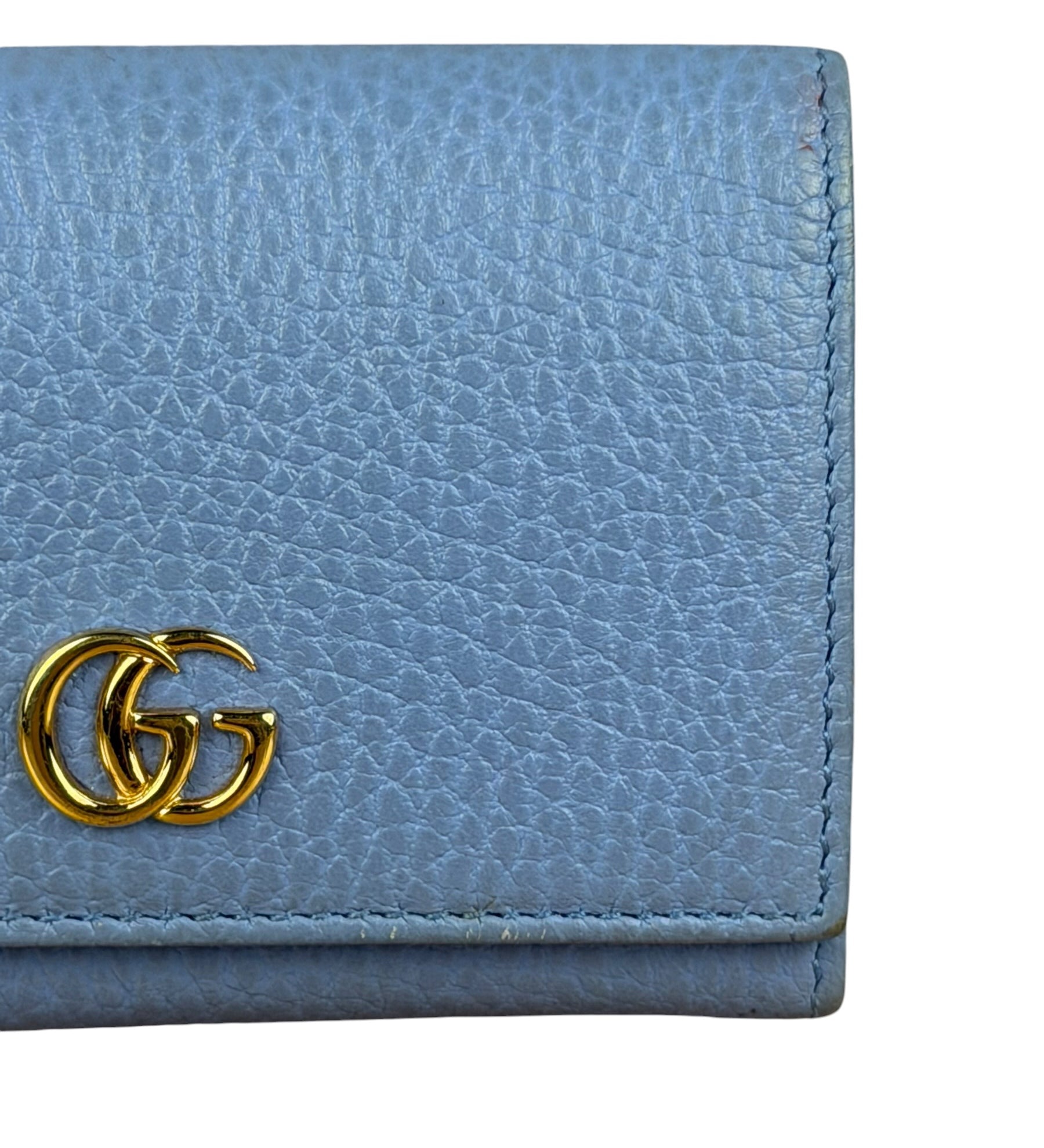 Gucci Blue Leather Marmont Card Case Wallet