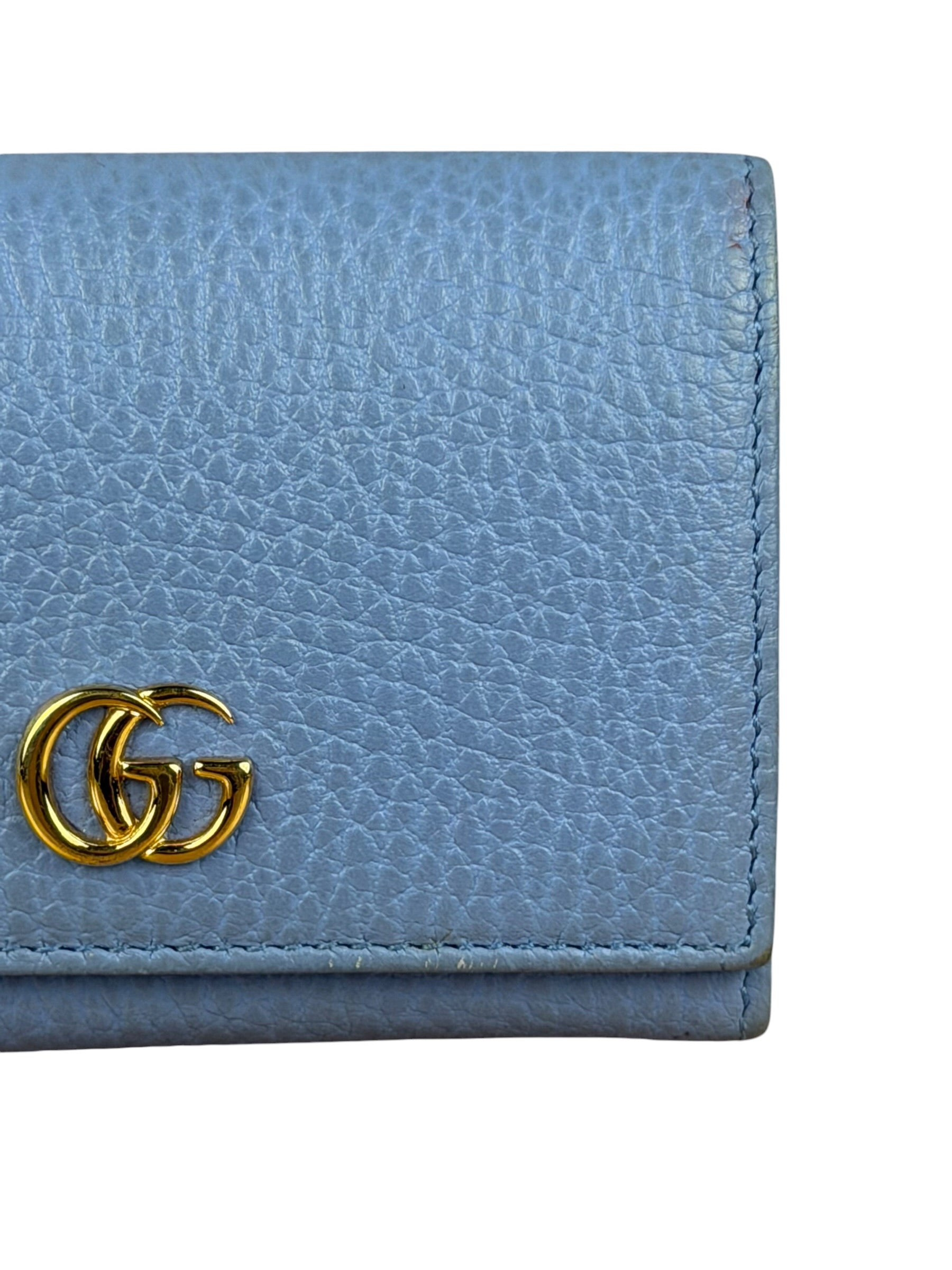 Gucci Blue Leather Marmont Card Case Wallet