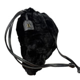 Fendi Black Faux Fur/Leather Trim Pouch