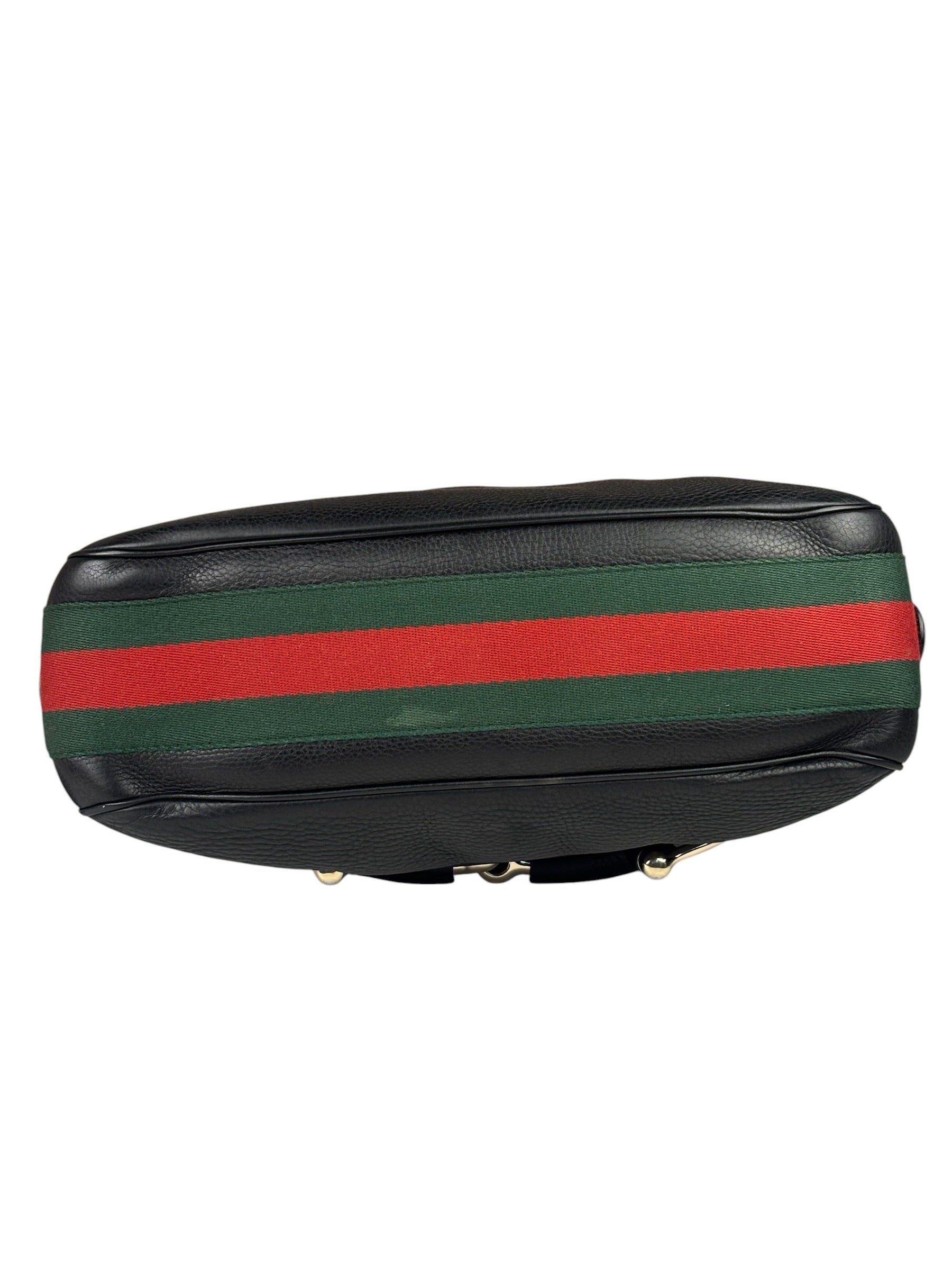 Gucci Black Leather Heritage Horsebit Hobo Bag